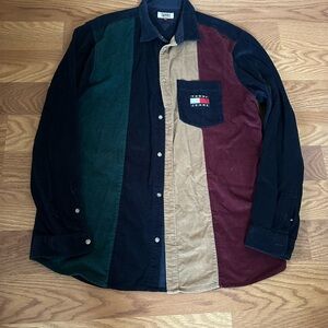 Tommy Jeans  Colorblock Corduroy  Button Front Shirt~XL